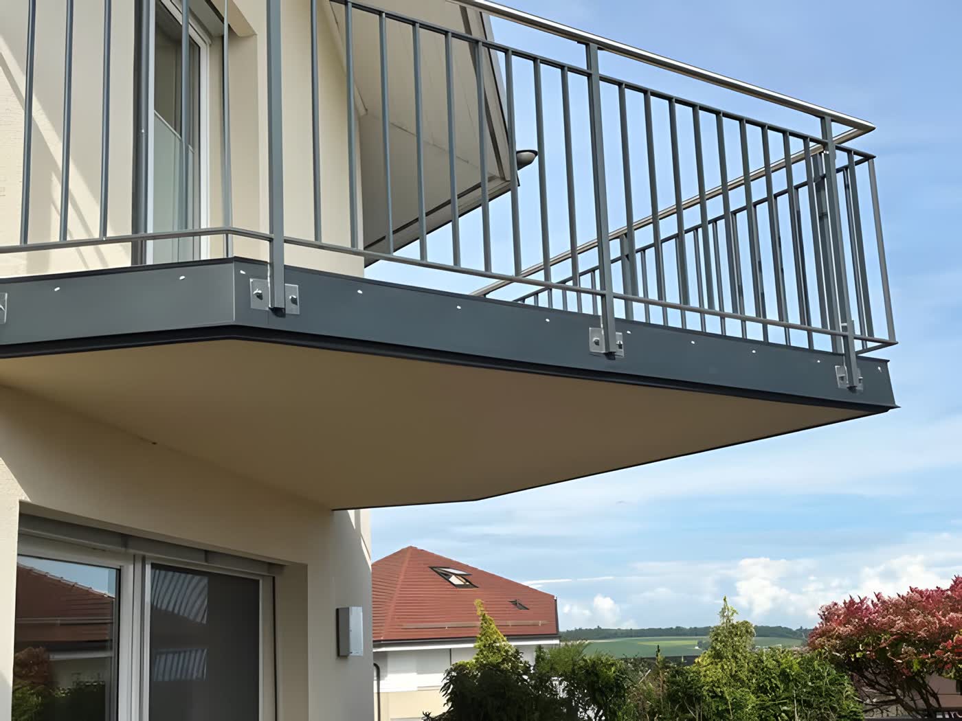 Bordure de balcon habillée de tôle